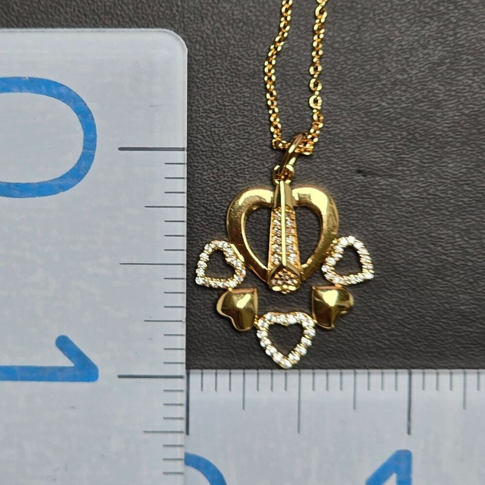Unique Gold Multi-Heart Pendant Necklace - Picture 5 of 5